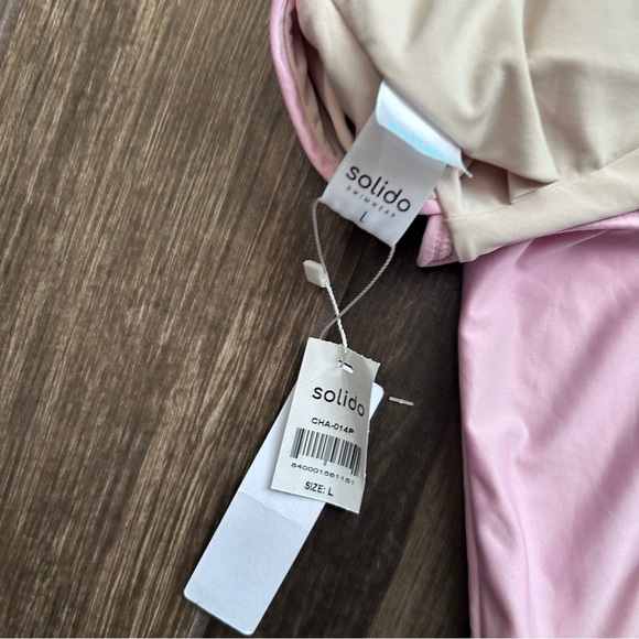 NWT Solido Swimwear Ruffle One Piece Swimsuit in Light Pink Sz L - Picture 10 of 10